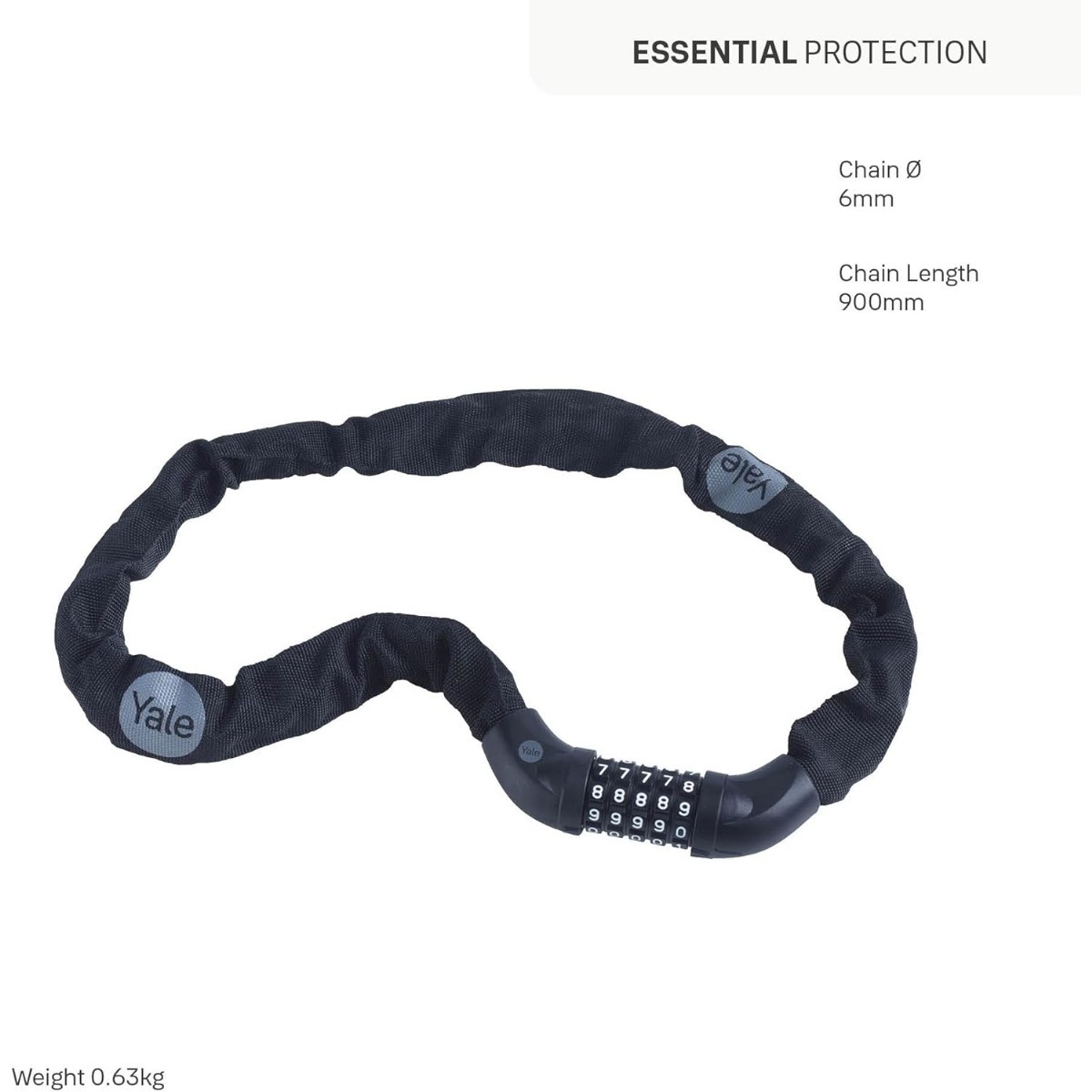 Yale Essential Zincirli Bisiklet Kilidi 900mm Şifreli YCHCO6902
